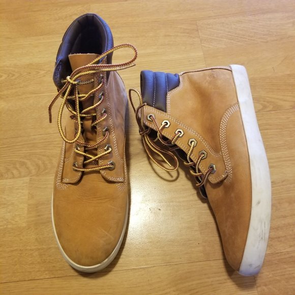 Timberland 9‎ Wheat High Top Sneaker Boots Leather Chunky Work Ortholite - Picture 2 of 10